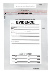 Tamper-Evident Evidence Bag, 12"x16" Transparent, 100-Pack