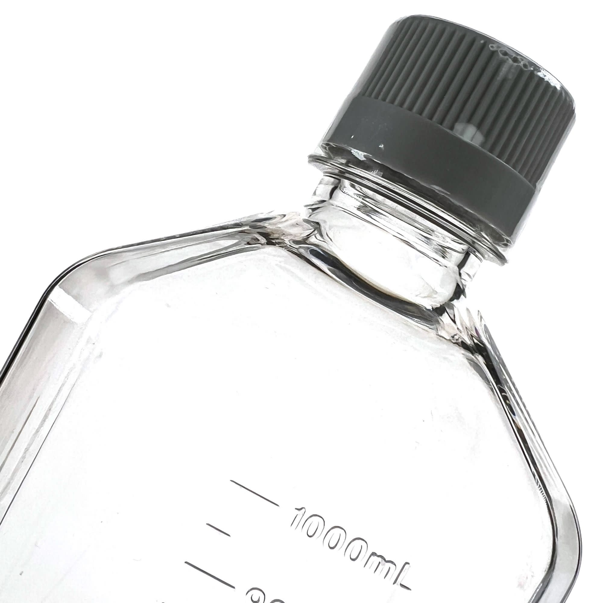 12-Pack Non-Sterile Square PETG Media Bottles with HDPE Caps, 1L