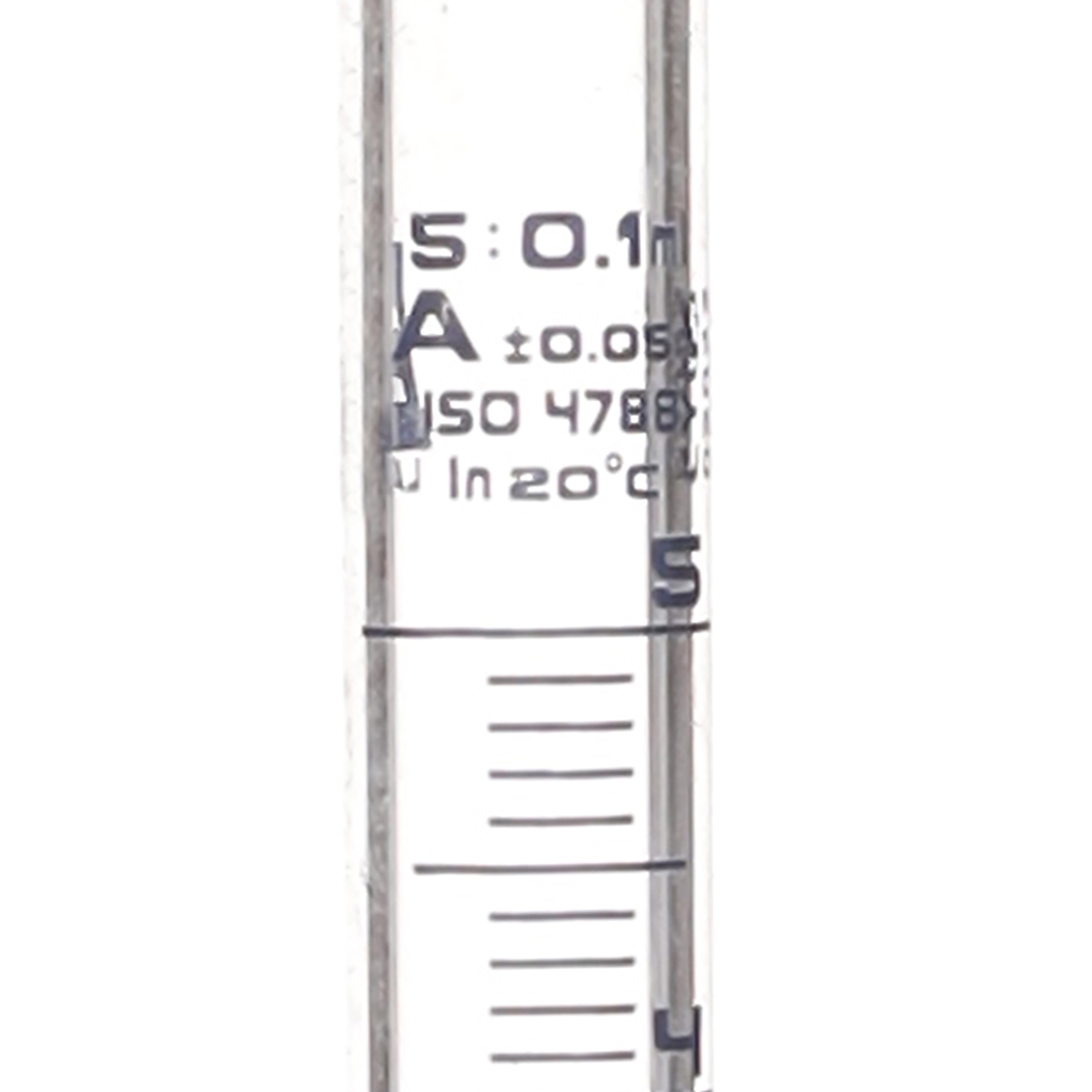 Class B Graduated Cylinder with Hexagonal Base, 5mL, Blue Graduations, Borosilicate Glass