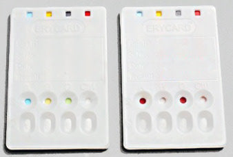 24-Pack ERYCARD ABO/Rh Blood Typing Cards with Lyophilized Antibodies