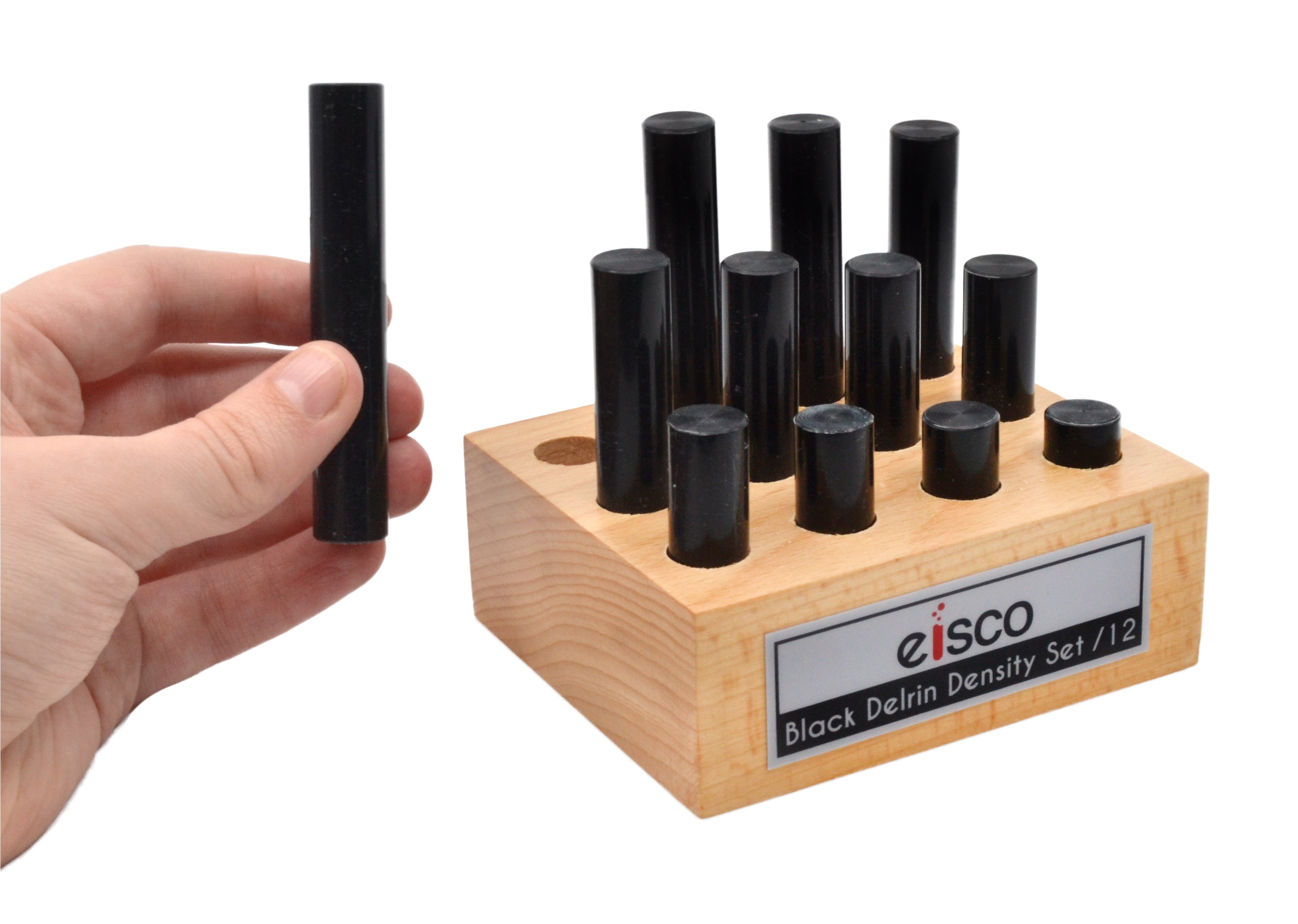 12-Piece Delrin Density Cylindrical Bars Set with Wooden Storage