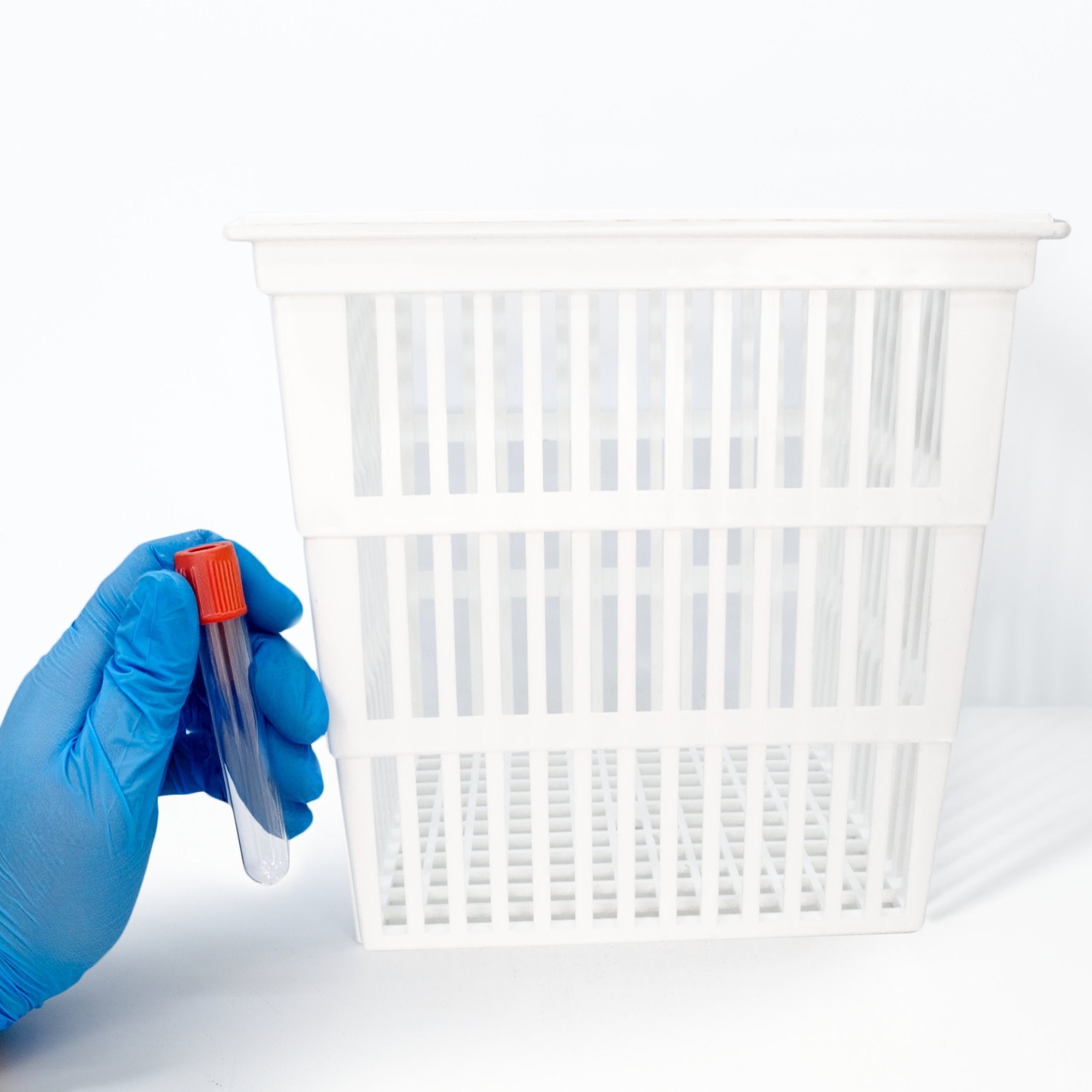 Polypropylene Autoclavable Test Tube Basket with Cover, 9 x 9 x 9"