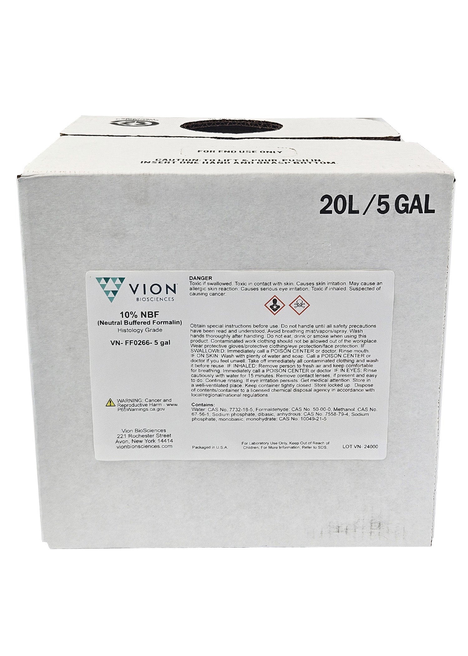 10% Neutral Buffered Formalin Bulk Tissue Preservation Fixative, 5 Gallon