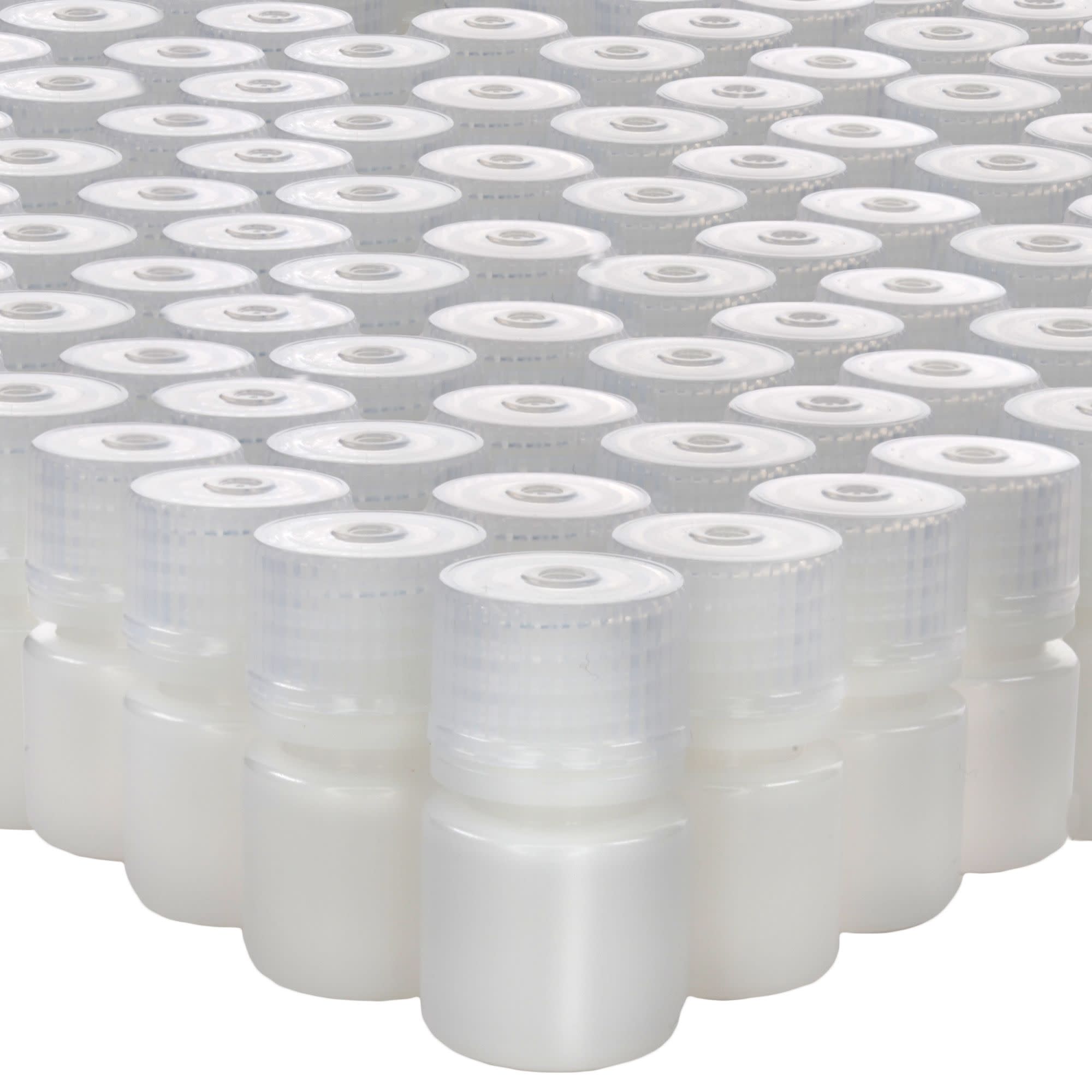 2000-Bulk Pack Translucent Narrow Mouth HDPE Reagent Bottles with PP Caps, 8mL, -100 to 120°C
