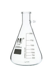 Conical Filtering Flask with Integral Side Arm, 2000mL, White Graduations, Borosilicate Glass