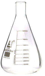 5000mL Giant Erlenmeyer Conical Narrow Neck Flask, Beaded Rim, Extra Heavy Borosilicate Glass - Eisco Labs