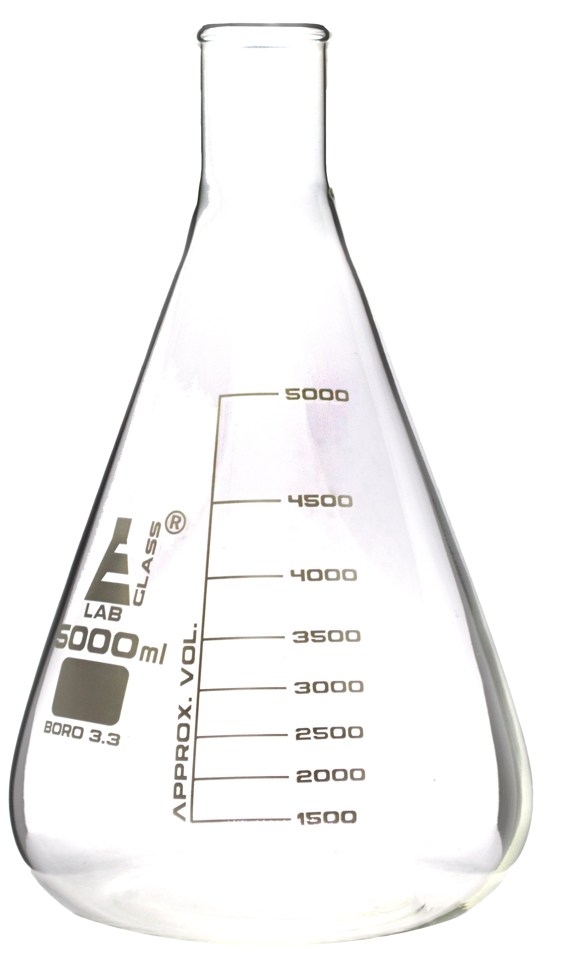 Narrow Neck Borosilicate Glass Erlenmeyer Flask with White Graduations