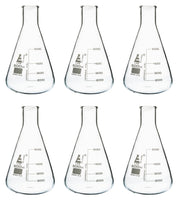 6-Pack Narrow Neck Erlenmeyer Flasks, 500mL, Borosilicate Glass