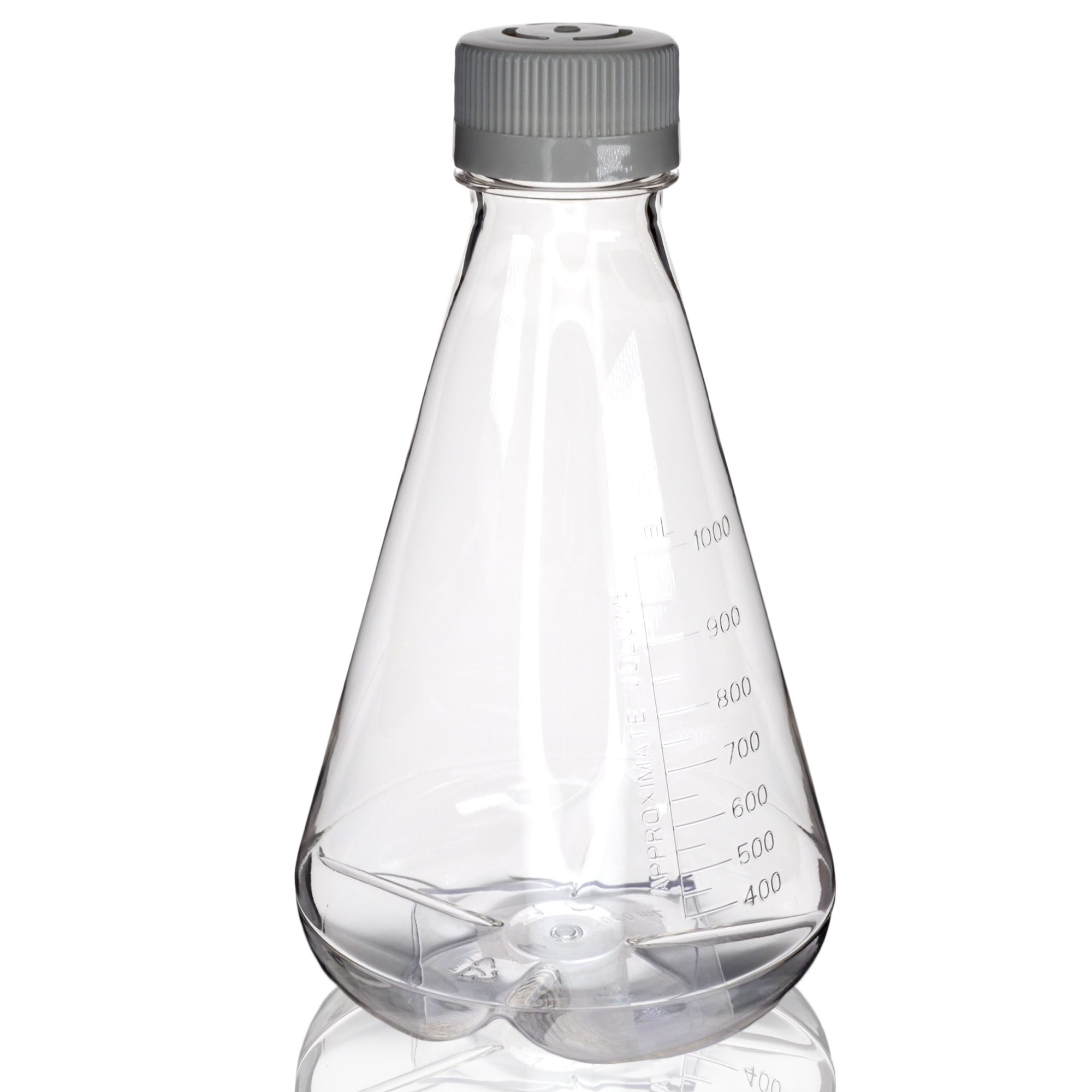 Sterile Vented Baffled-Bottom PETG Erlenmeyer Flask, USP Class VI, 1L