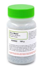 Granular Zinc Metal, 20 Mesh, 100g, Reagent Grade