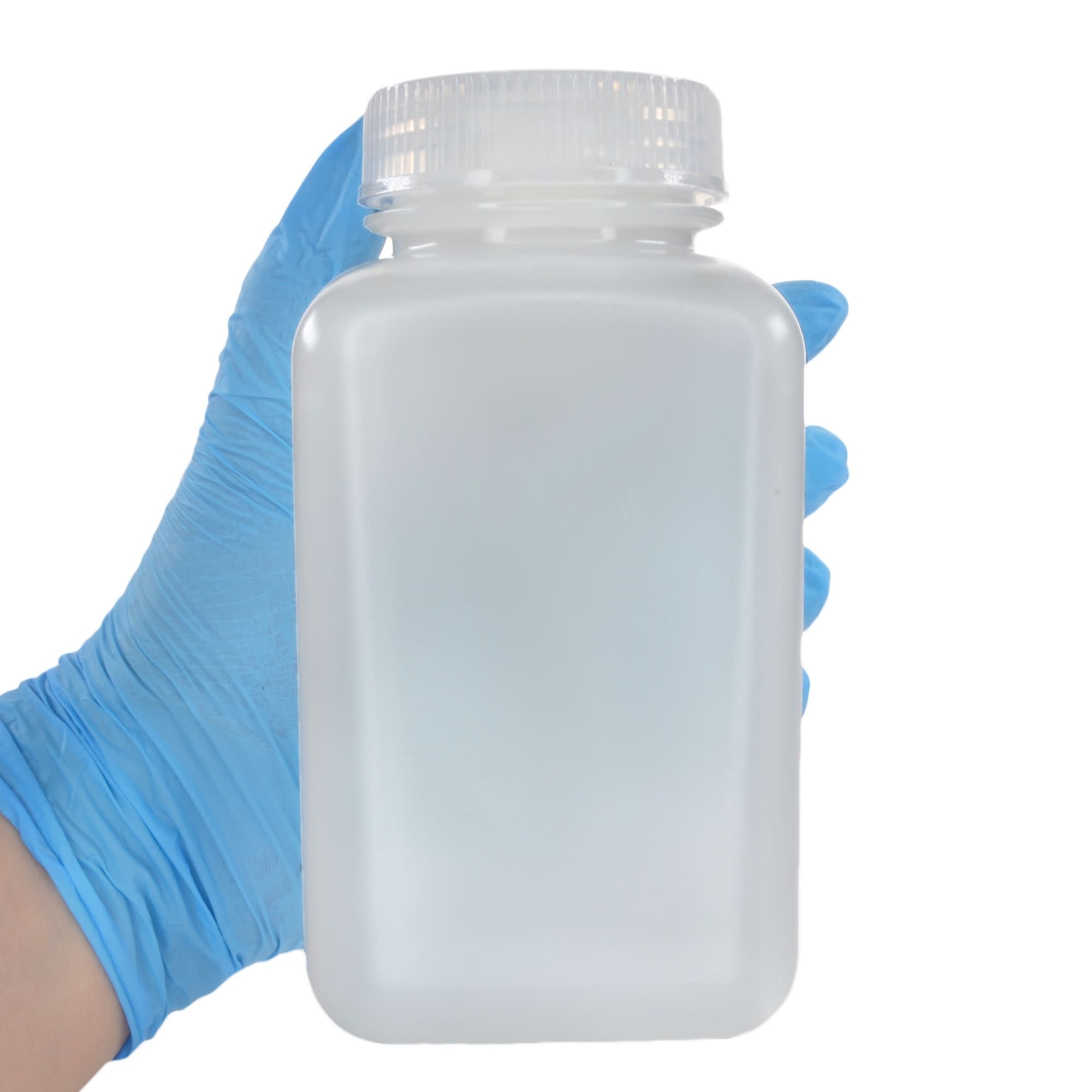 12-Pack Translucent Wide Mouth Square HDPE Reagent Bottles with PP Caps, 500mL, -100 to 120°C
