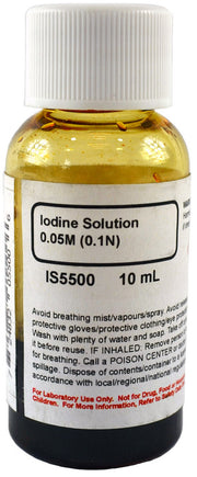Laboratory Grade Iodine Solution, 0.05M, 10mL