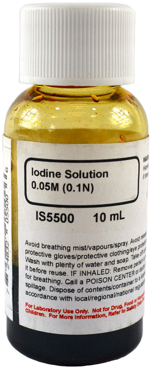 Laboratory Grade Iodine Solution, 0.05M, 10mL