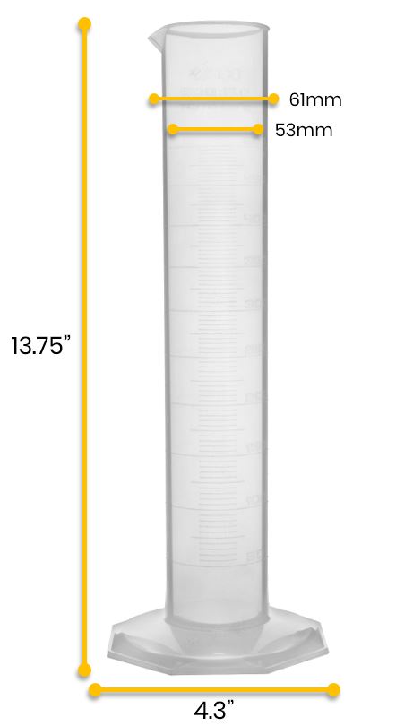 Polypropylene Graduated Cylinder with Hexagonal Base, 500mL, Class B