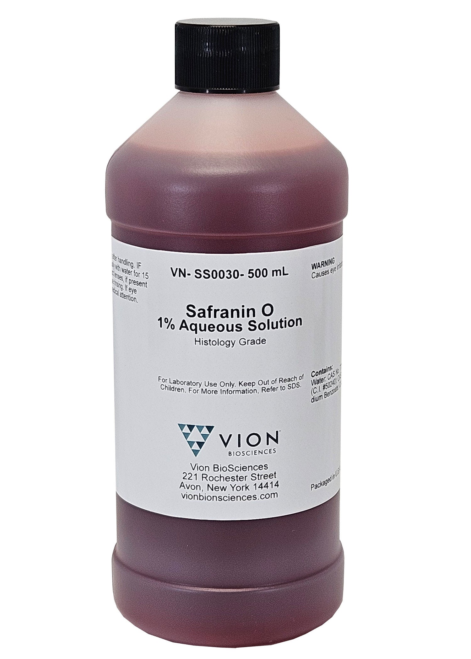 1% Safranin O Gram Counterstain Aqueous Solution, 500mL