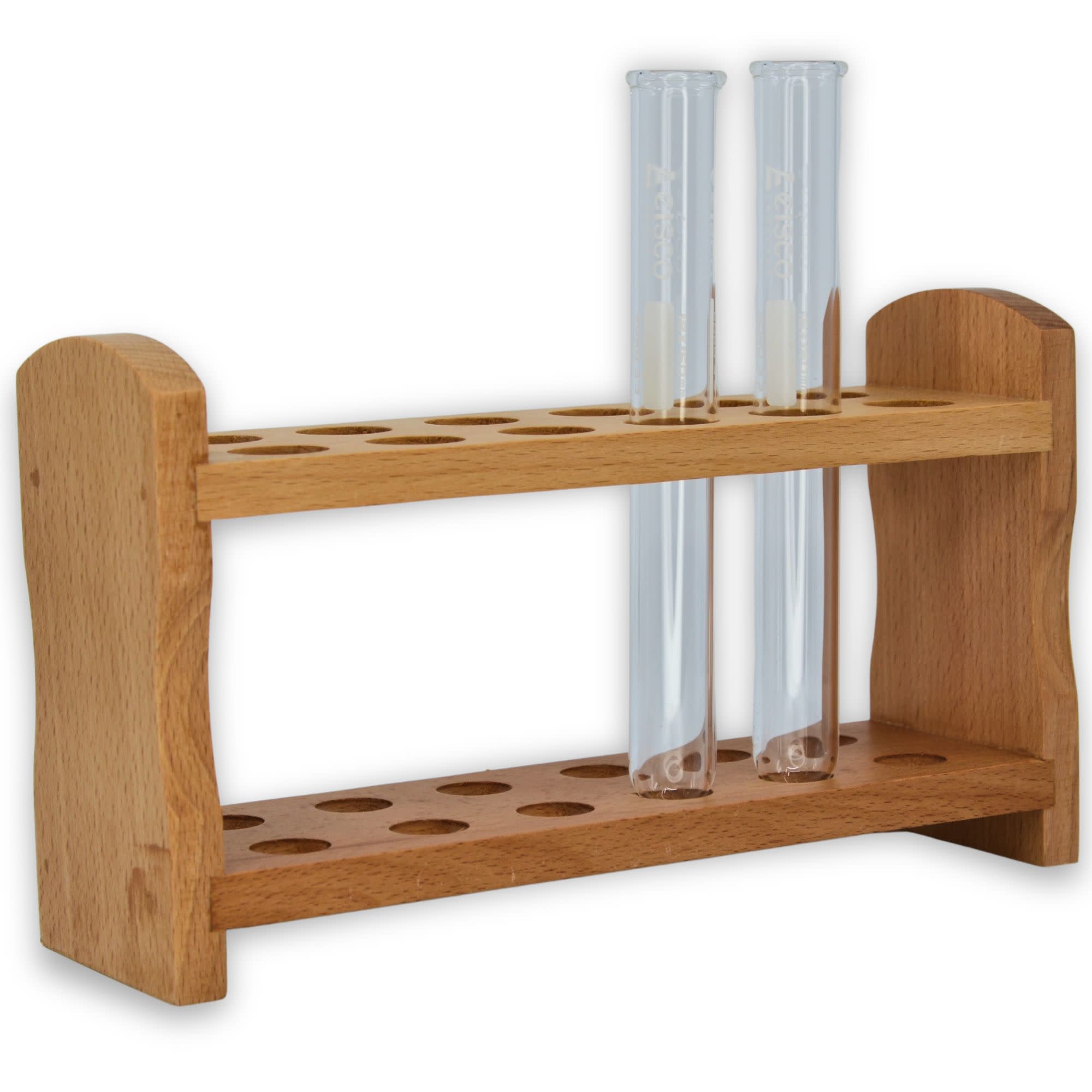 Hardwood Test Tube Rack with 12 Holes, 18mm Diameter, Dovetail Joints