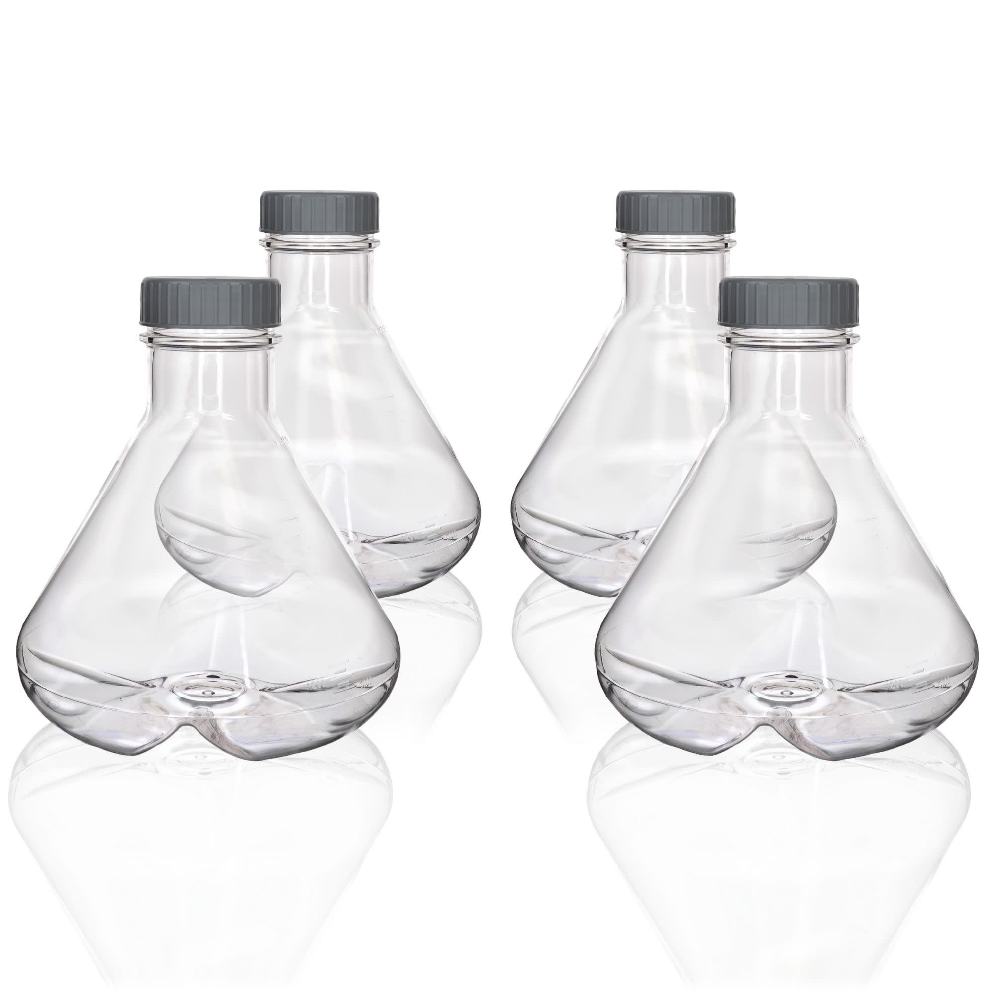 Sterile PETG Erlenmeyer Flask with Baffled Bottom, 4-Pack