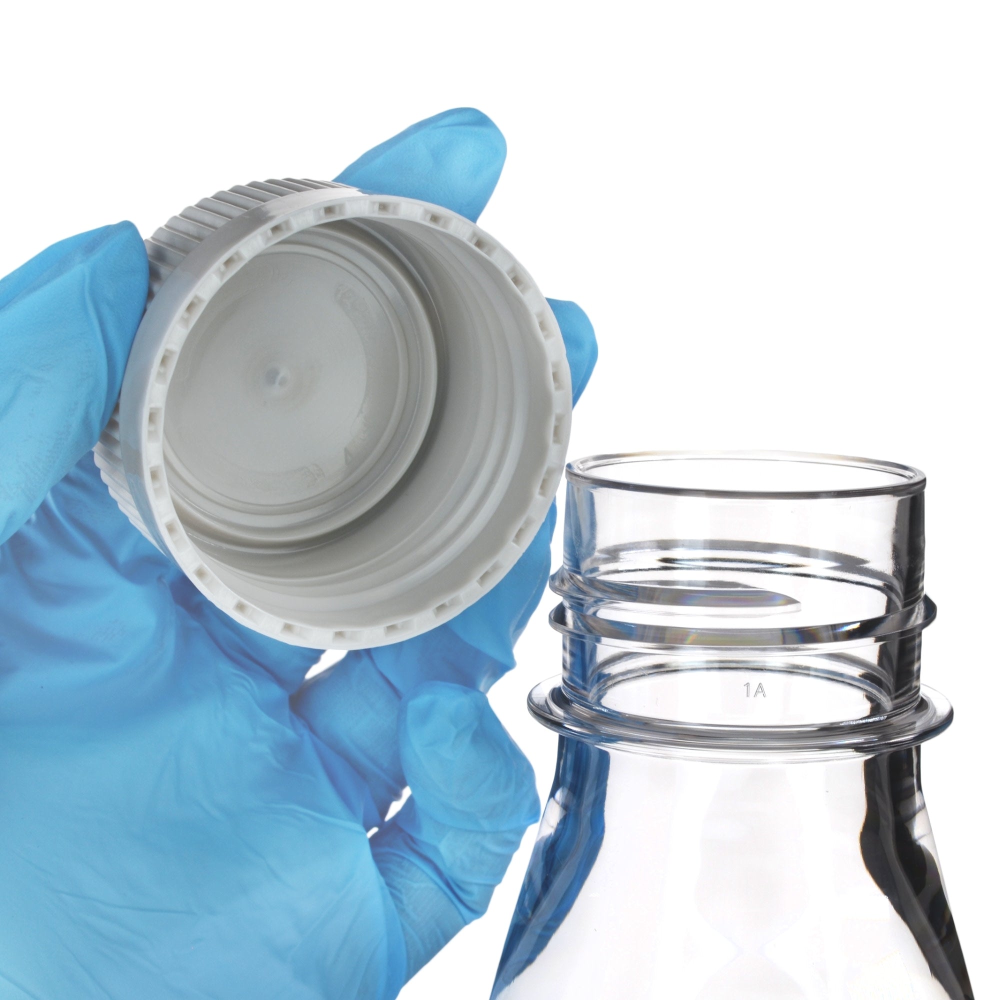 Sterile Non-Vented Flat-Bottom PETG Erlenmeyer Flask, USP Class VI, 2L