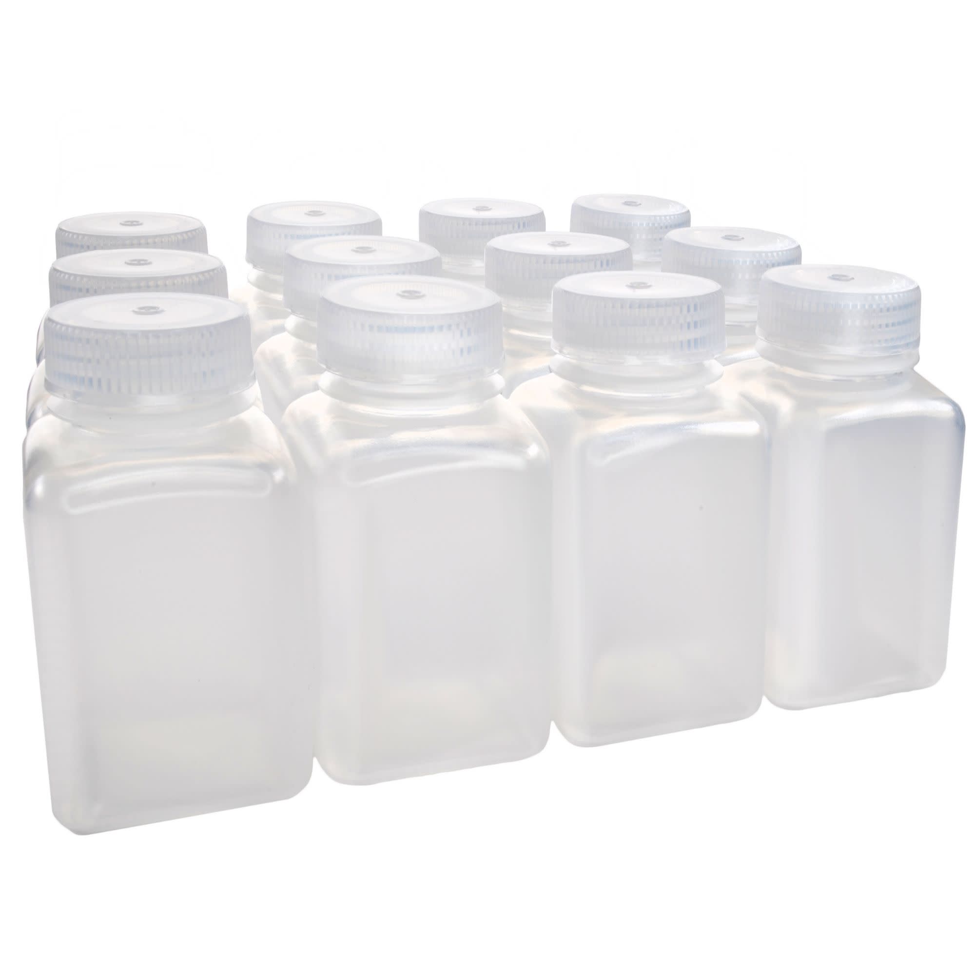 Square Wide Mouth Polypropylene Reagent Bottle, Autoclavable Leak-Proof, 12-Pack