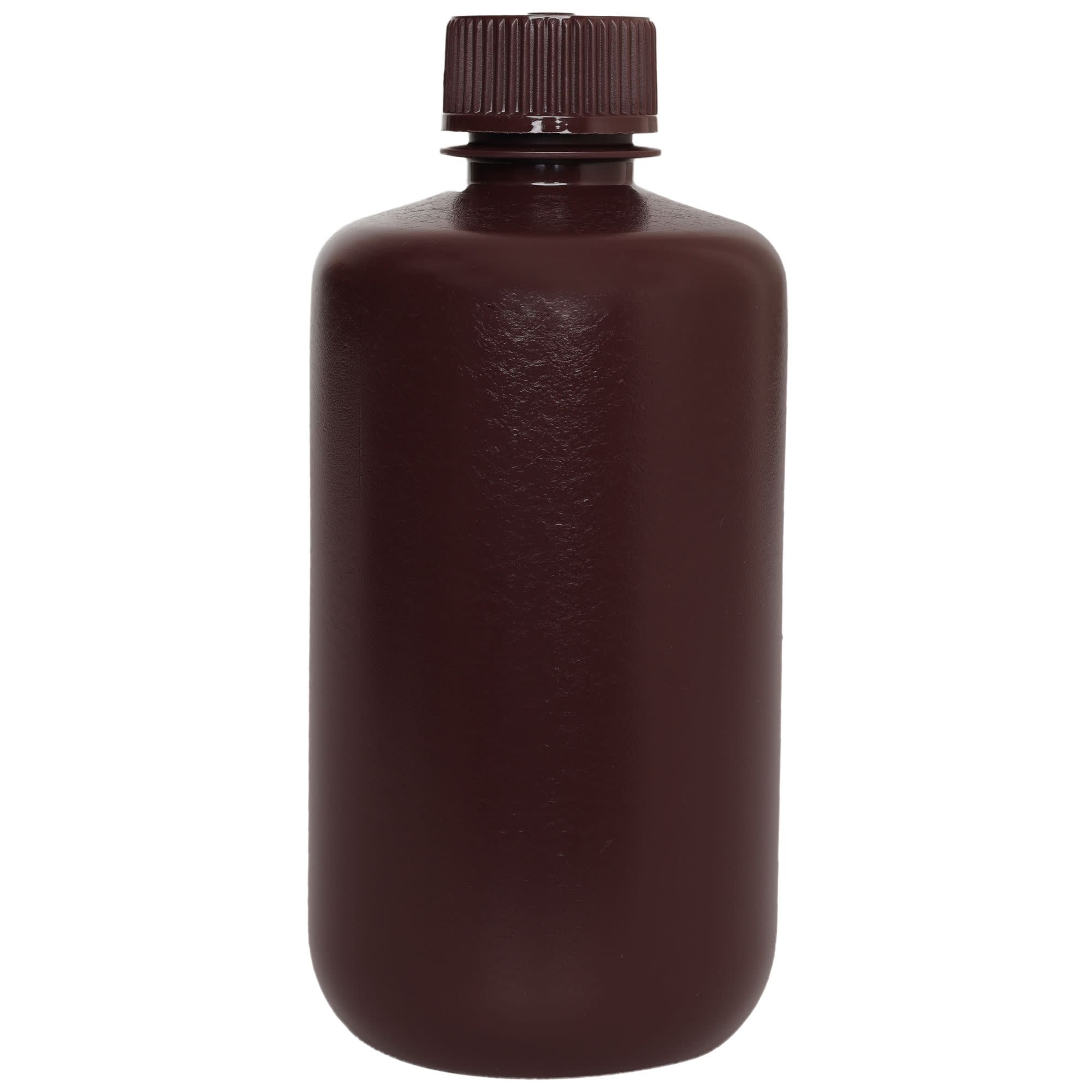 250-Bulk Pack Amber Narrow Mouth HDPE Reagent Bottles for Light-Sensitive Substances, 250mL, -100 to 120°C