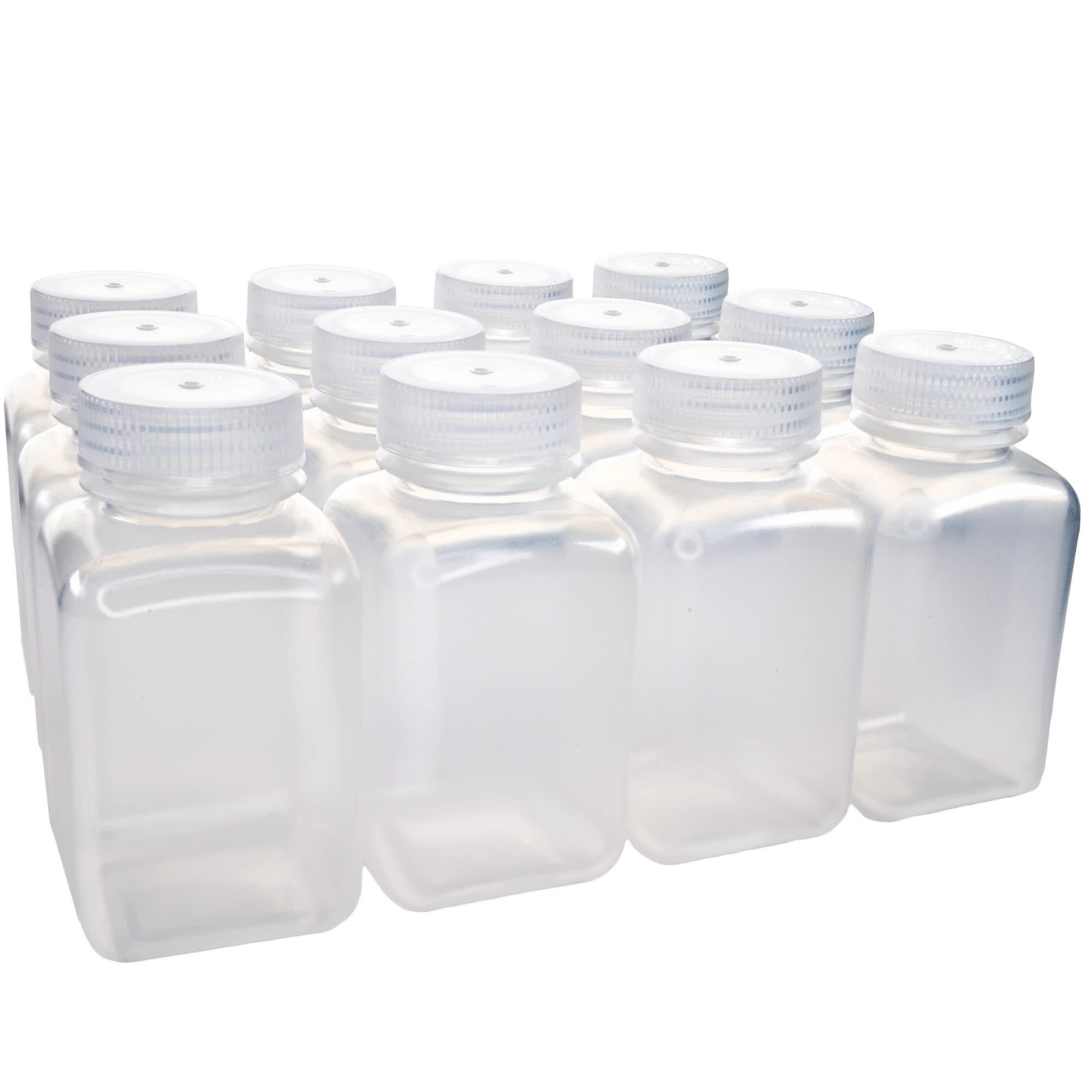 Square Wide Mouth Polypropylene Reagent Bottle, Autoclavable Leak-Proof, 12-Pack