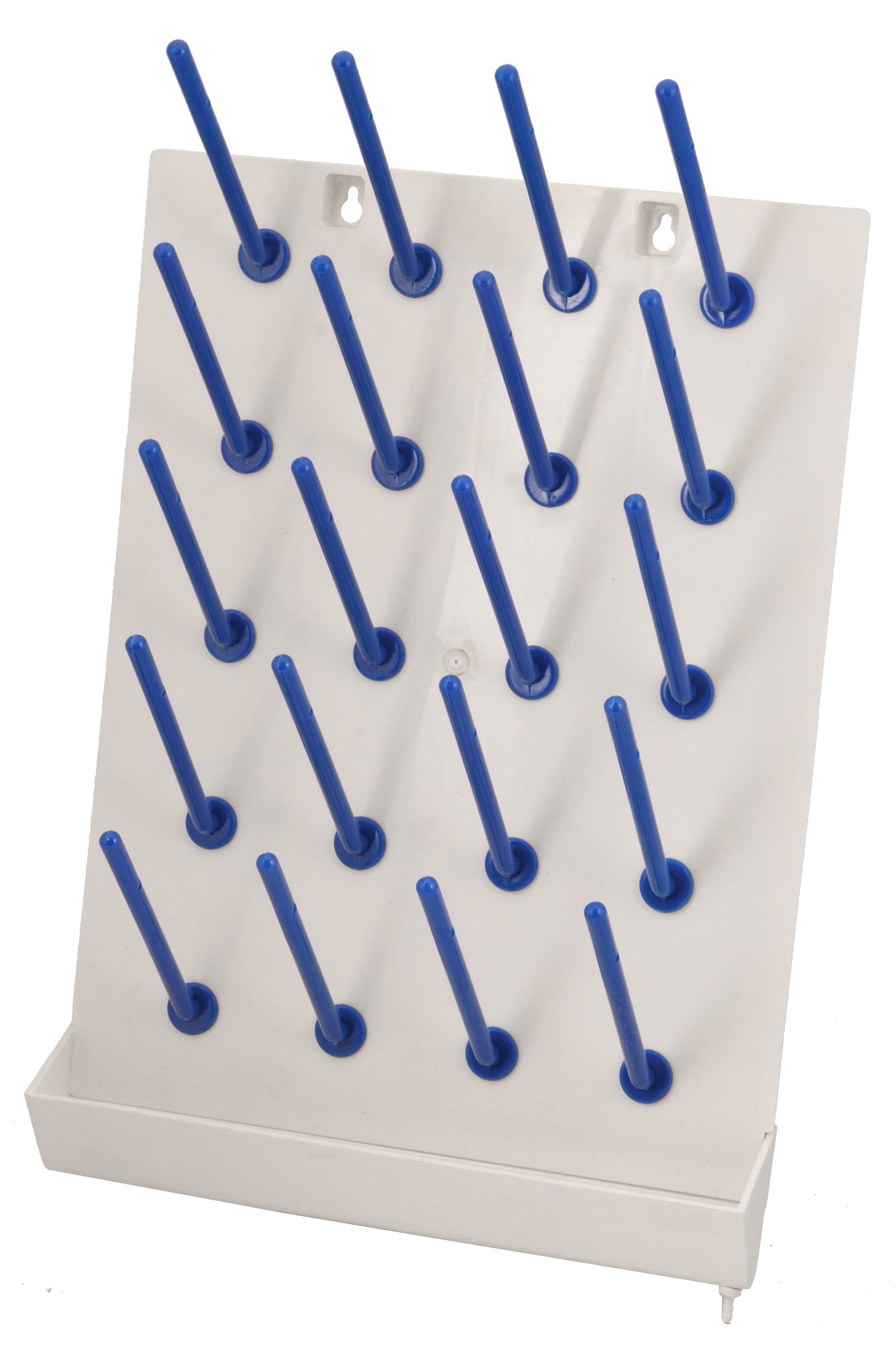 20-Peg Wall-Mounted Plastic Draining Rack with Collection Tray