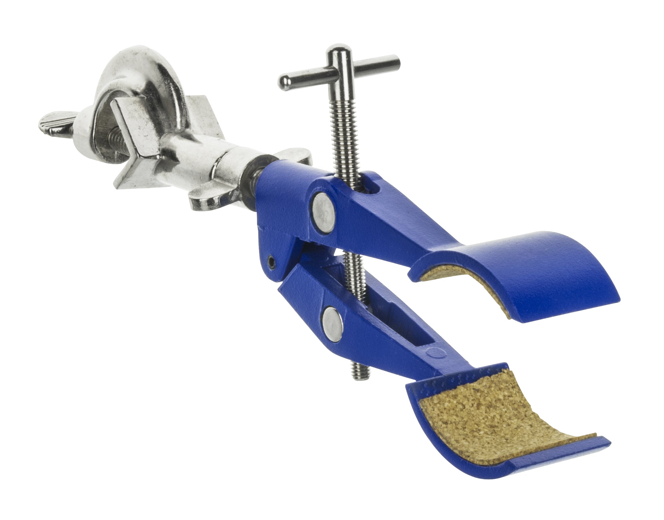 2-Prong Cork-Lined Burette/Flask/Beaker Clamp with Swivel Boss Head, 4.3" Max