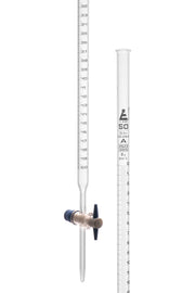 Class A Burette with Straight-Bore PTFE Stopcock, 50mL, White Graduations, Borosilicate Glass