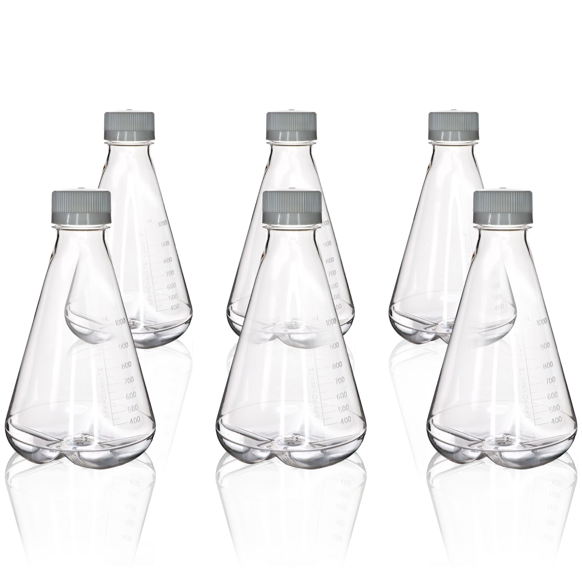 Sterile PETG Erlenmeyer Flask with Baffled Bottom, 1L