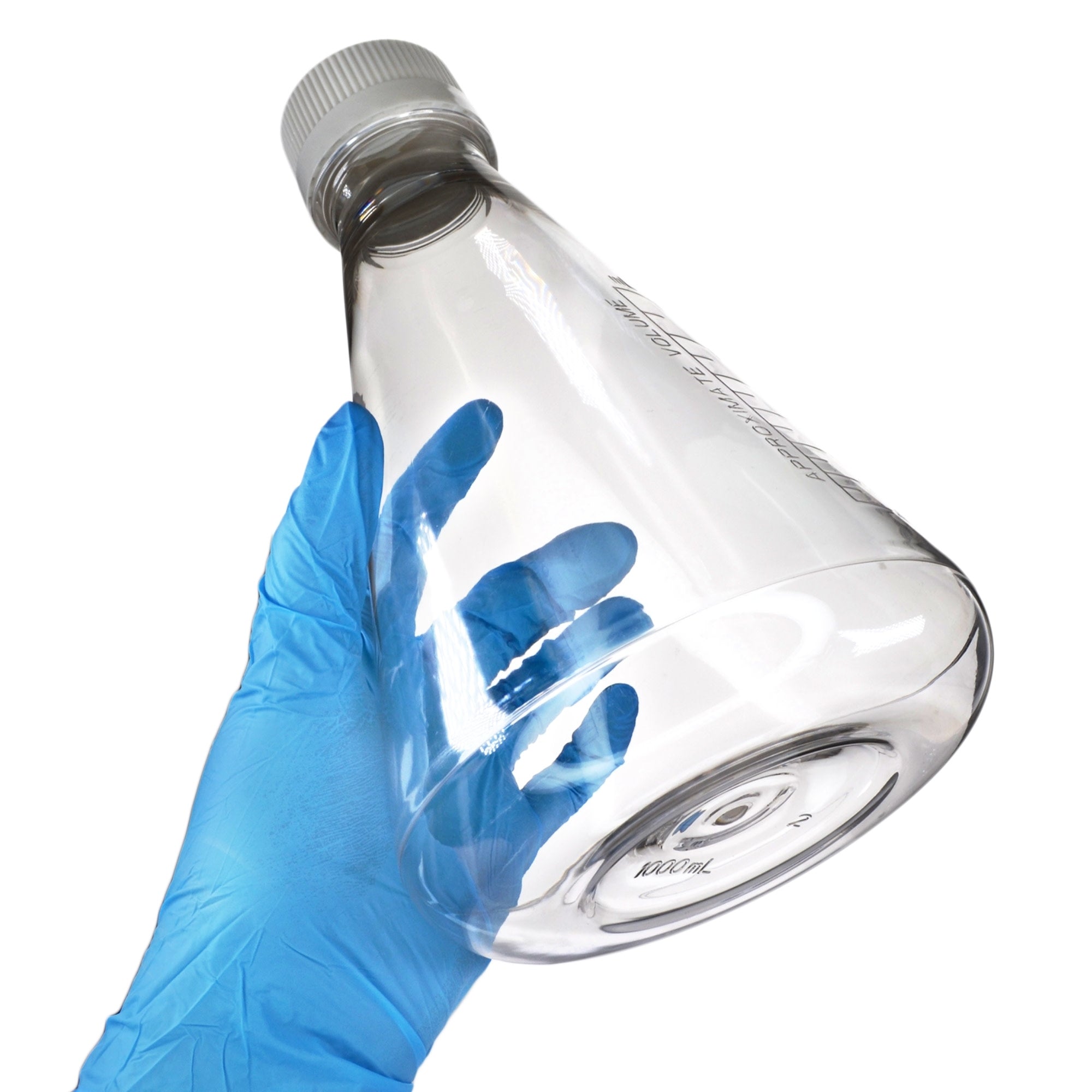 Sterile Vented Flat-Bottom PETG Erlenmeyer Flask, USP Class VI, 1L