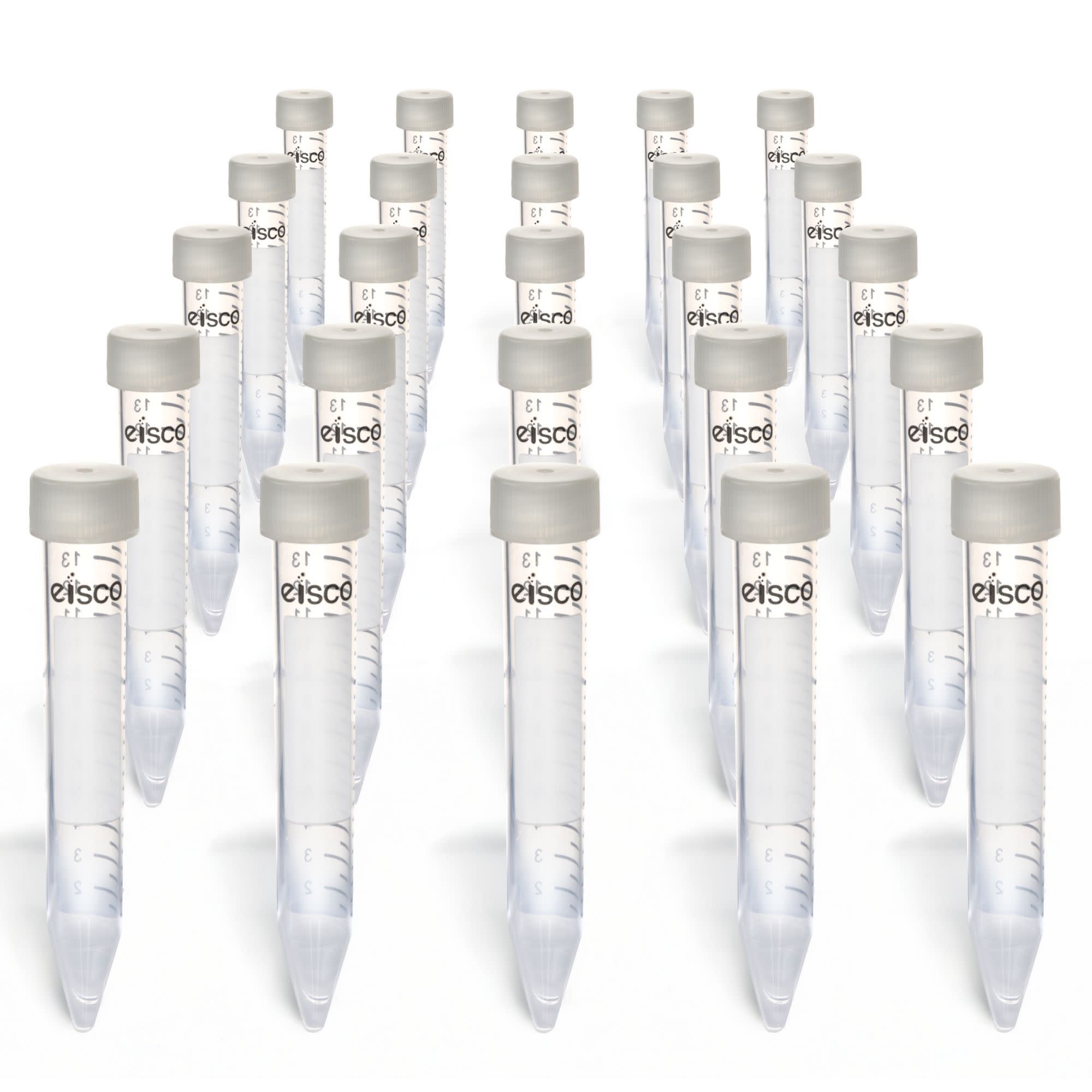 25-Pack Heavy Metal-Free Non-Sterile Polypropylene Centrifuge Tubes with Flat Cap, 15mL