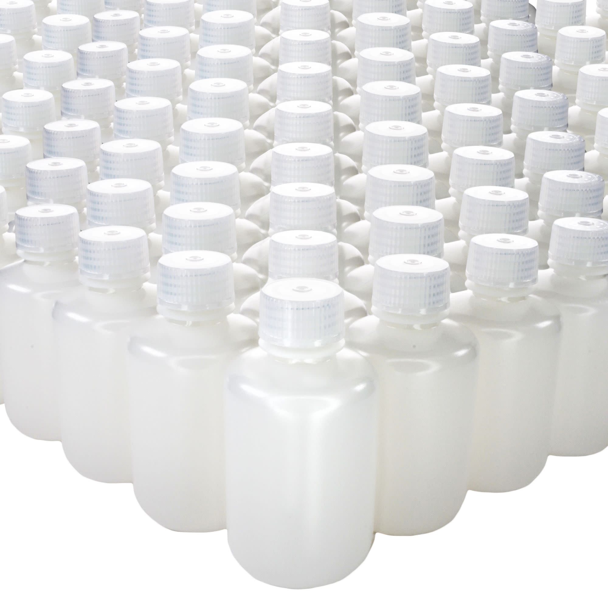 500-Bulk Pack Translucent Narrow Mouth HDPE Reagent Bottles with PP Caps, 125mL, -100 to 120°C