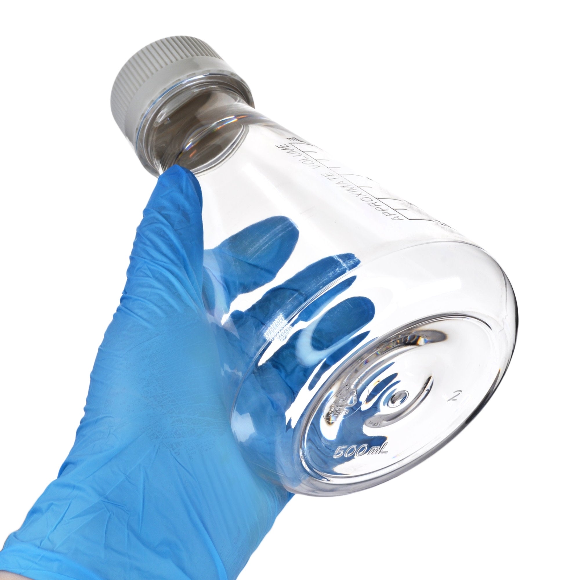 Sterile Vented Flat-Bottom PETG Erlenmeyer Flask, USP Class VI, 500mL