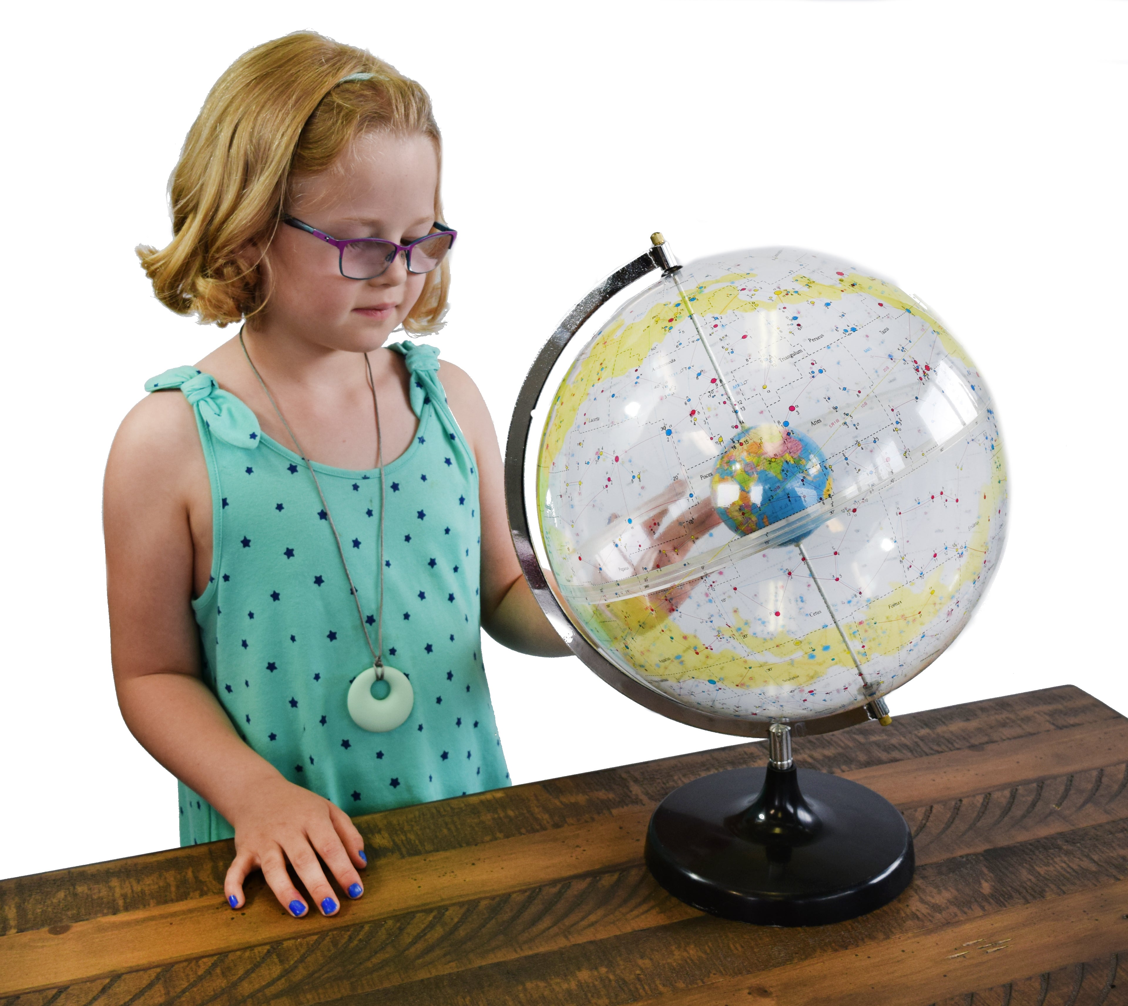 Transparent Celestial Star Globe with Inner Earth Globe