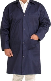Navy Blue Polyester/Cotton Lab Coat, Large