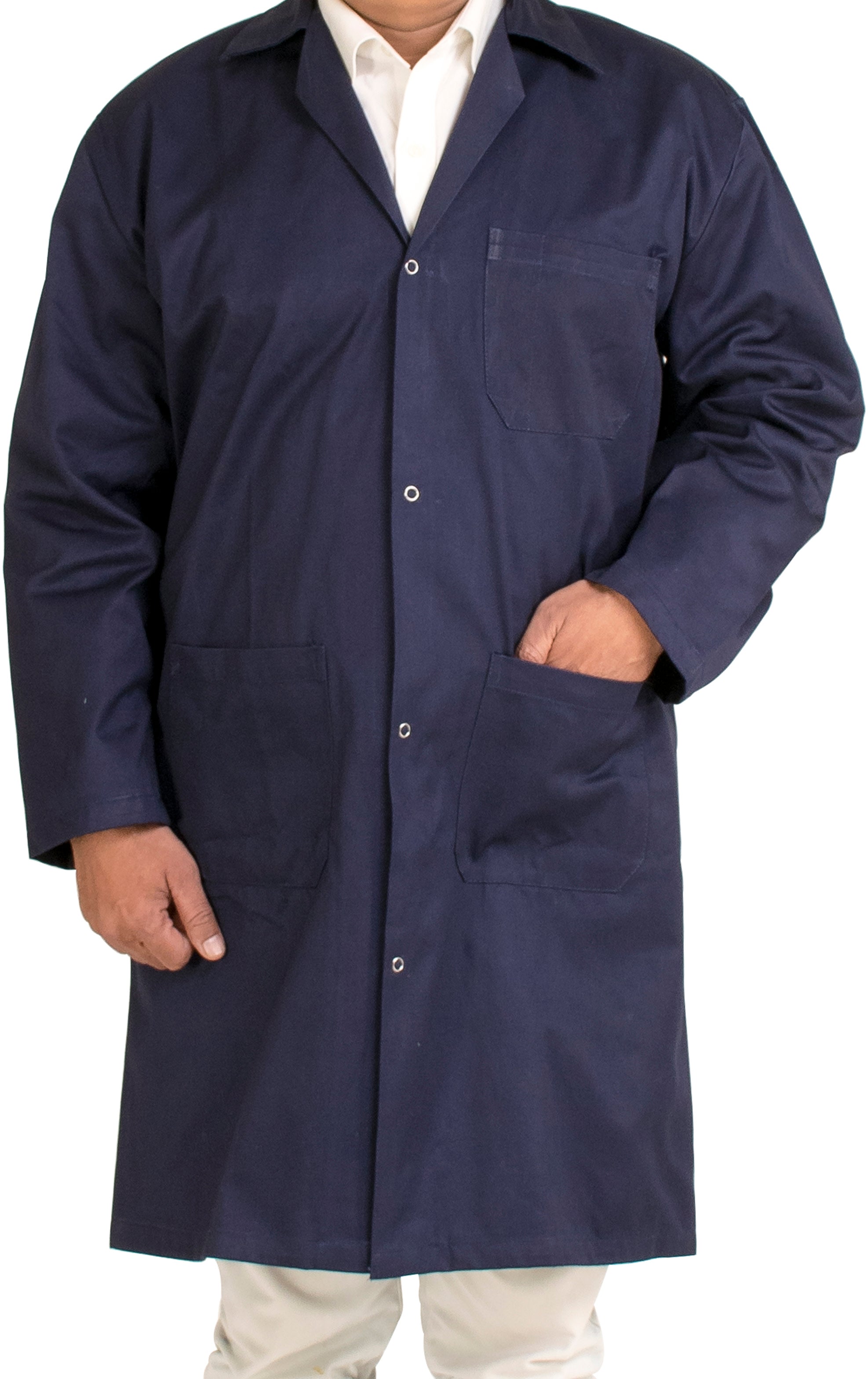Navy Blue Polyester/Cotton Lab Coat, Large