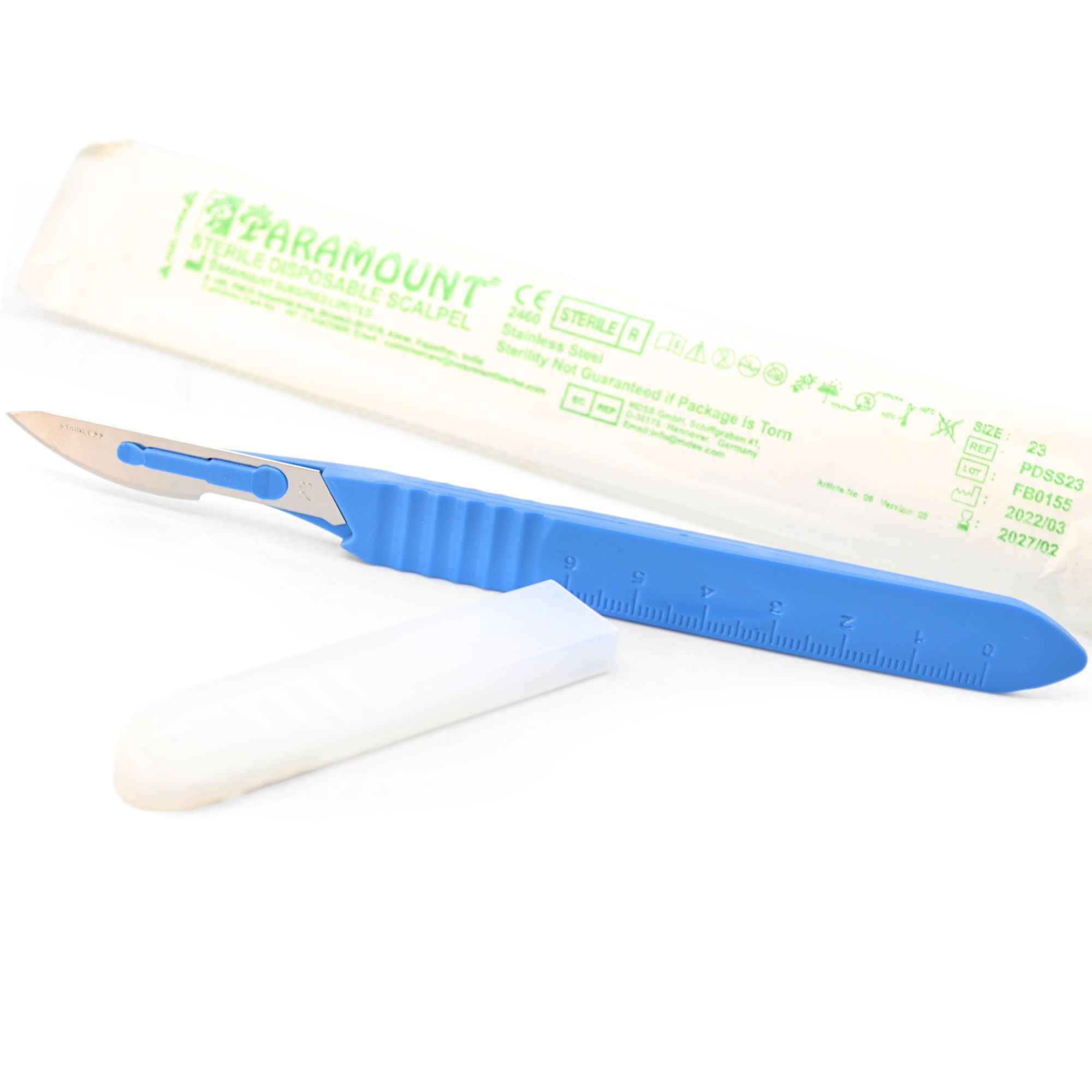 Disposable Scalpel with Stainless Steel Blade, Size 23