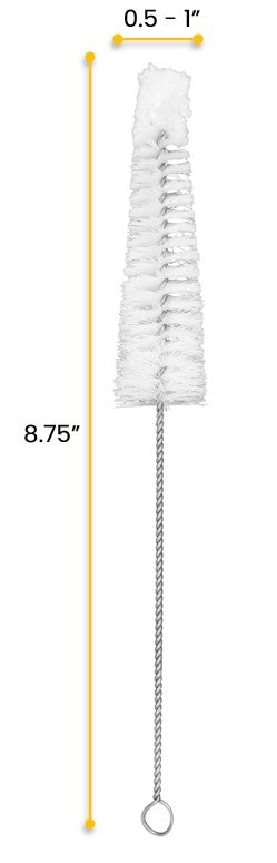 8.75" Tapered Nylon Cleaning Brush with Cotton Tip for 0.5-0.75" Tubes