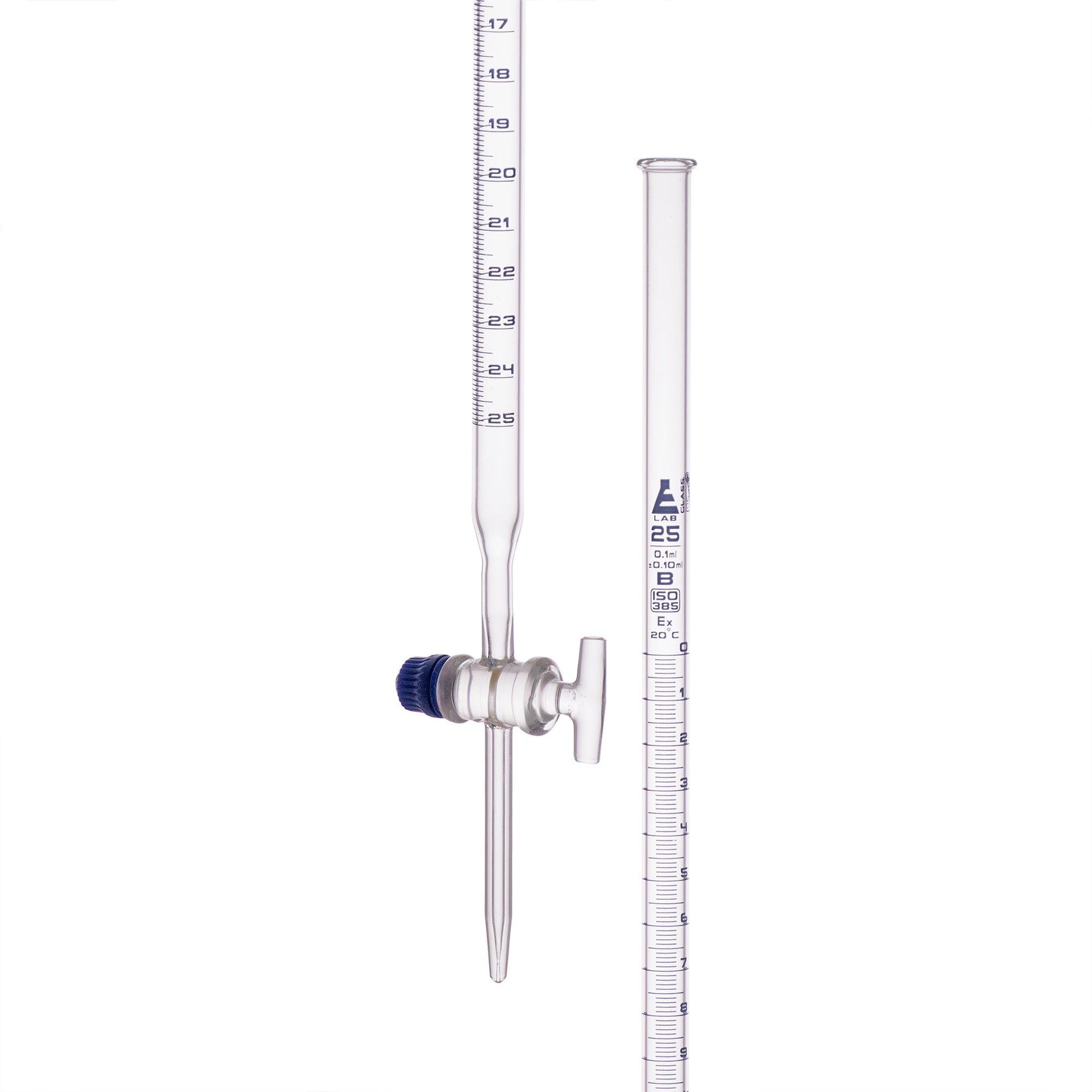Class B Borosilicate Glass Burette with Glass Key Stopcock
