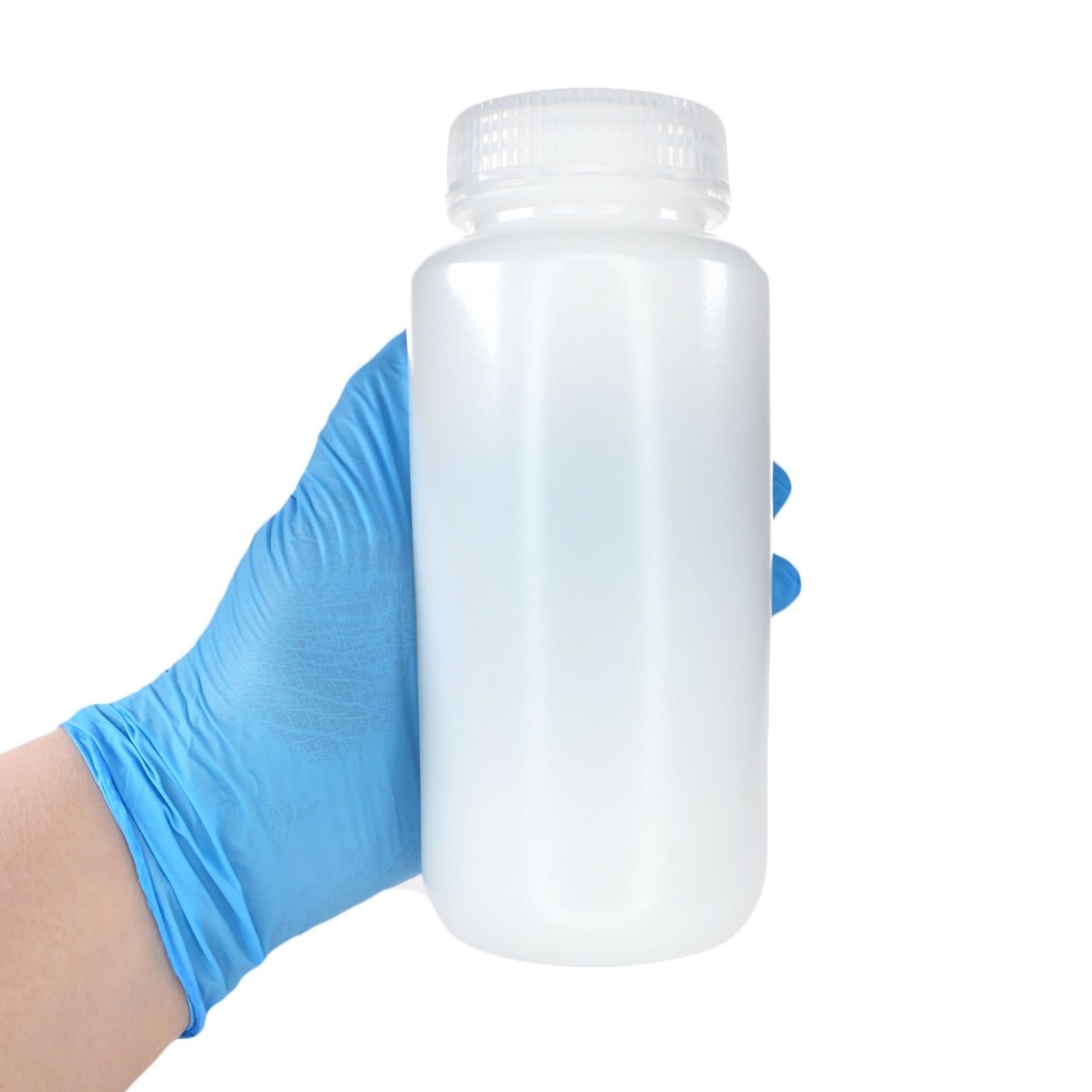 125-Bulk Pack Wide Mouth HDPE Reagent Bottles with PP Caps, 500mL, -100 to 120°C