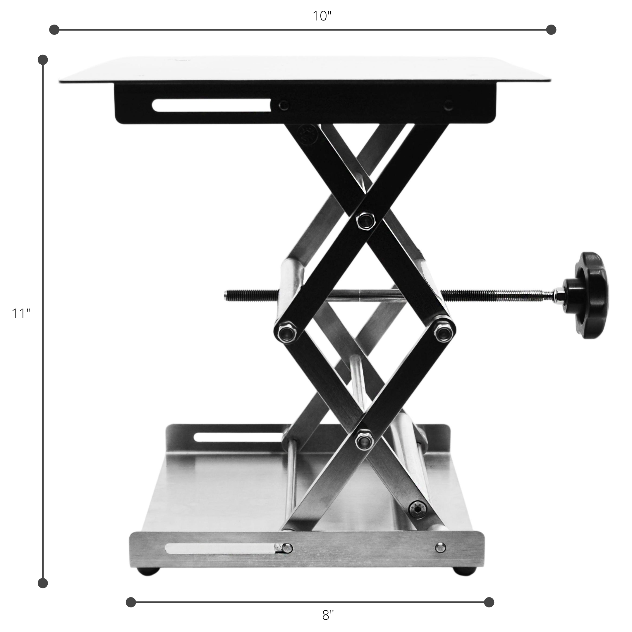 Premium Stainless Steel Scissor Jack with Hand Crank, 11" Extension