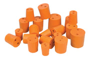 50-Pack Assorted 2-Hole Rubber Stoppers, Acid and Alkali Resistant