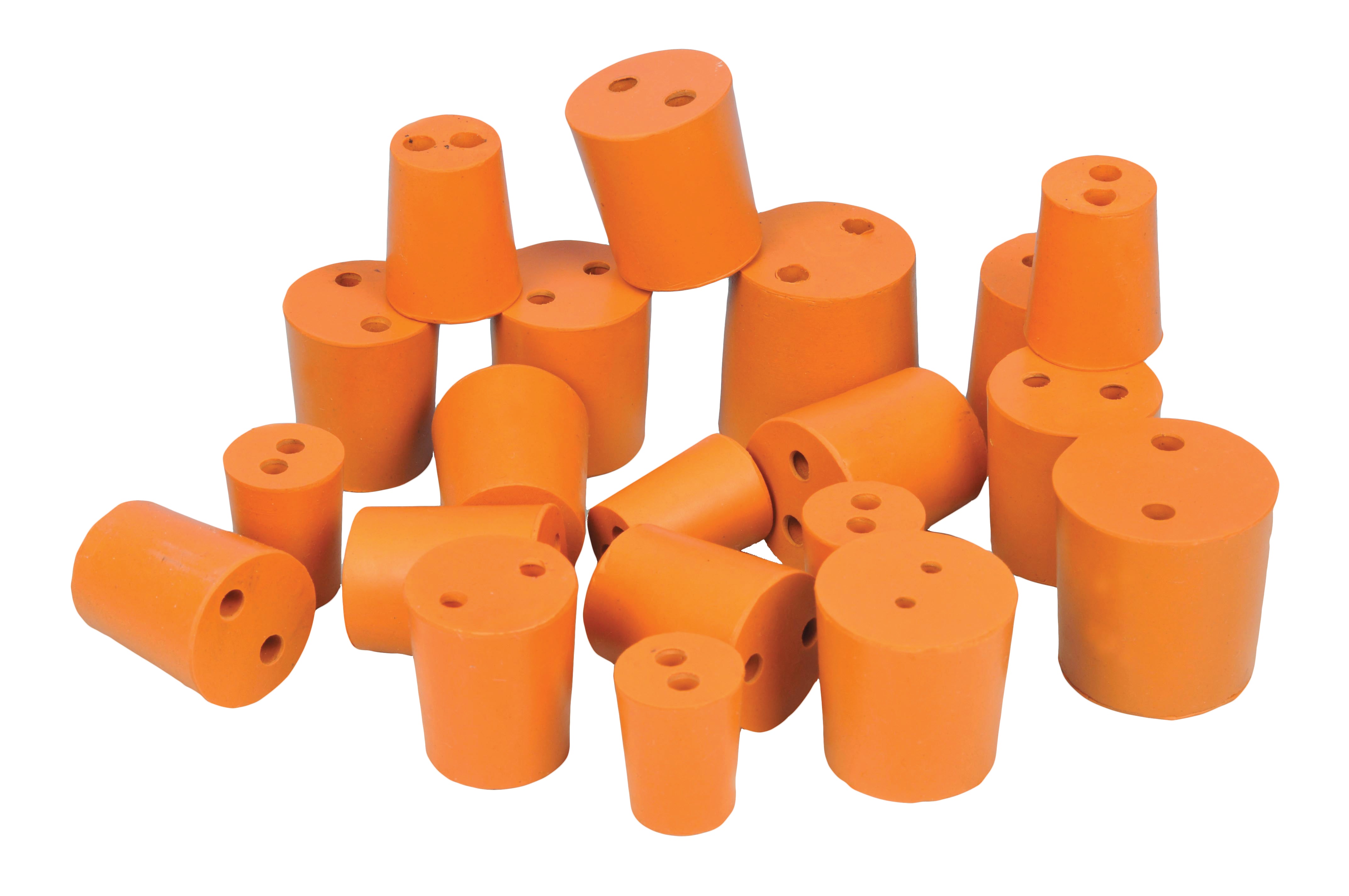50-Pack Assorted 2-Hole Rubber Stoppers, Acid and Alkali Resistant