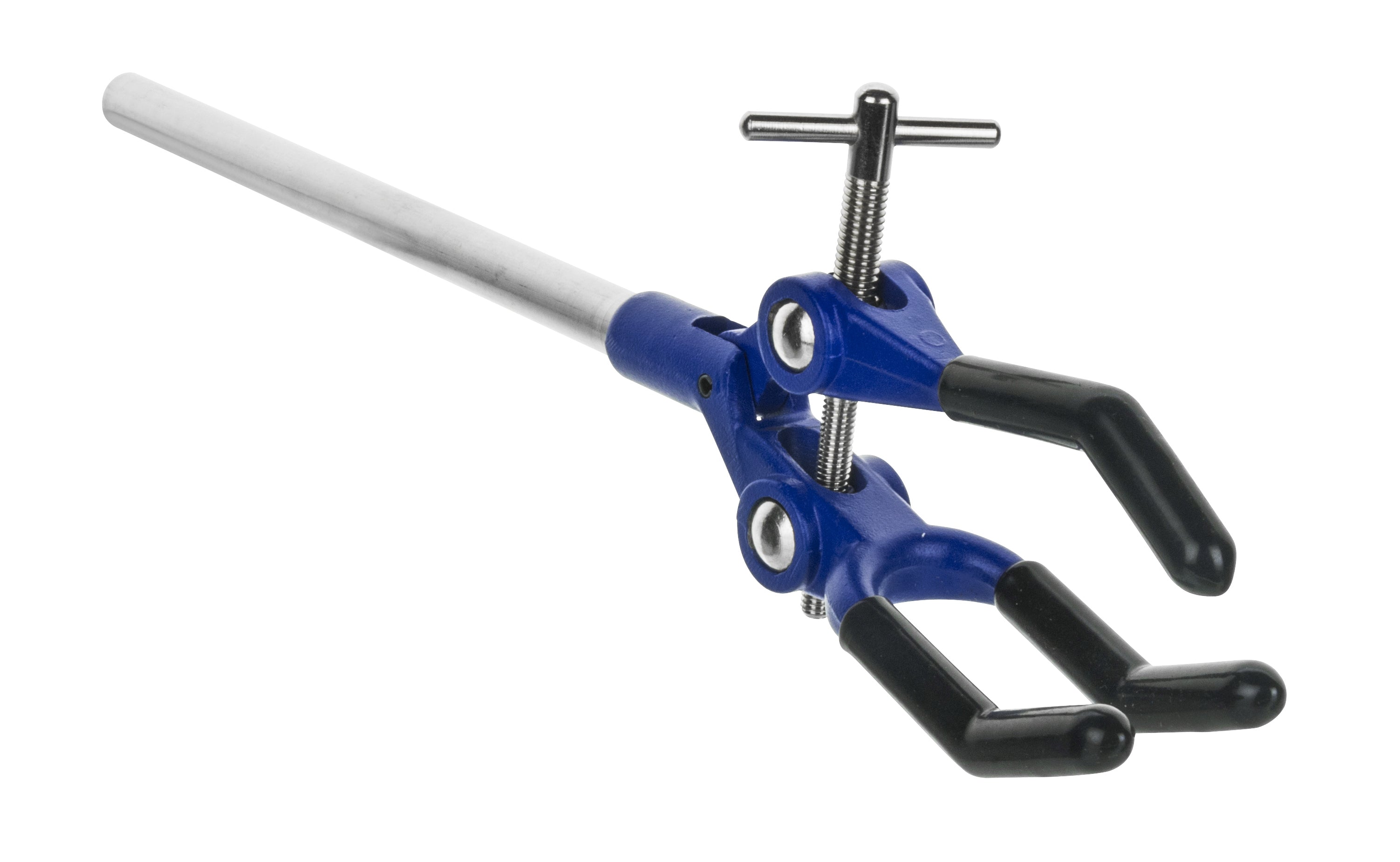 3-Finger Vinyl-Coated Extension Clamp with 2" Fingers on Stainless Steel Rod