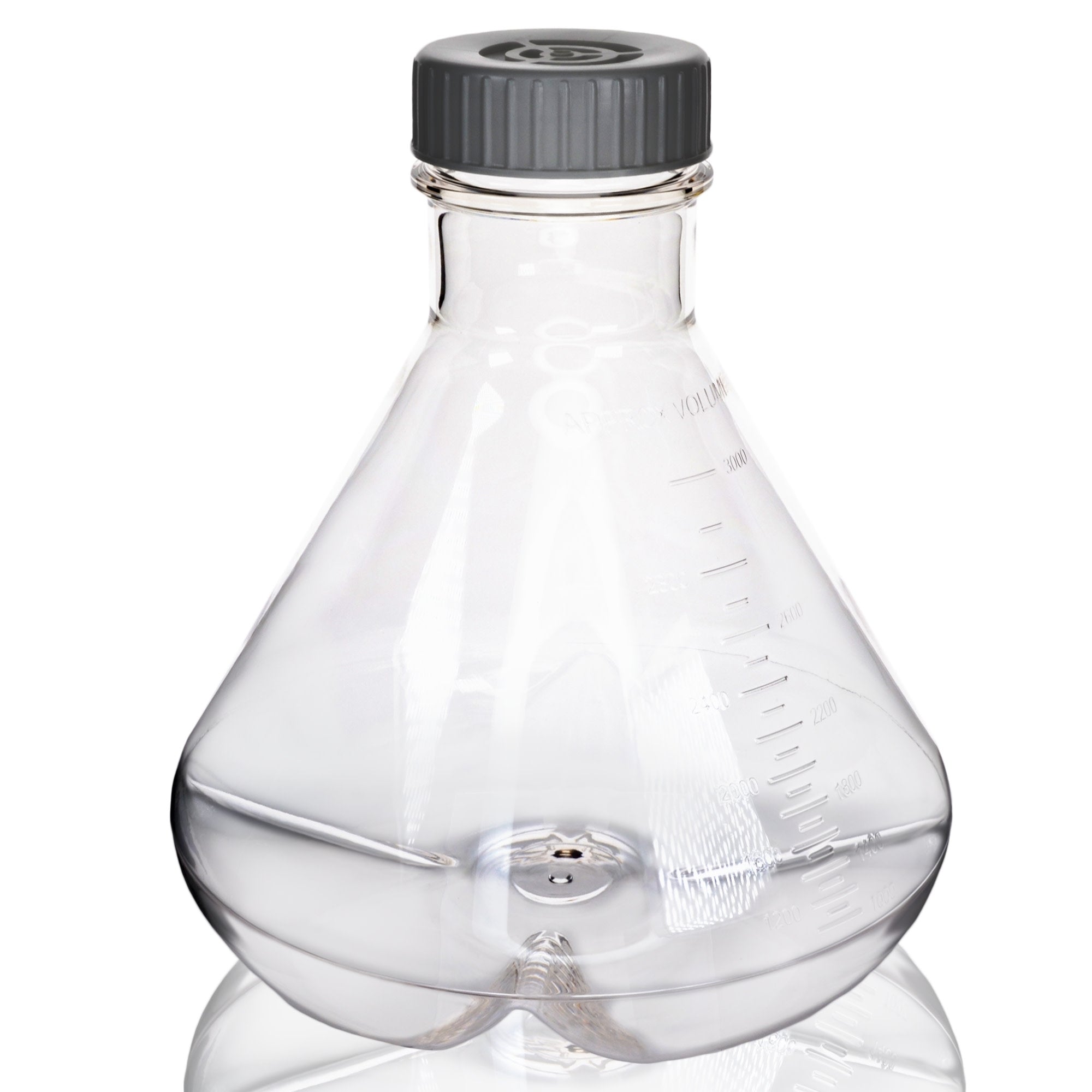 Sterile Vented Baffled-Bottom PETG Erlenmeyer Flask, USP Class VI, 3L