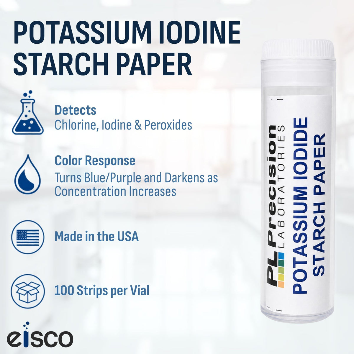 Potassium Iodide Starch Test Paper, 100-Strip Pack