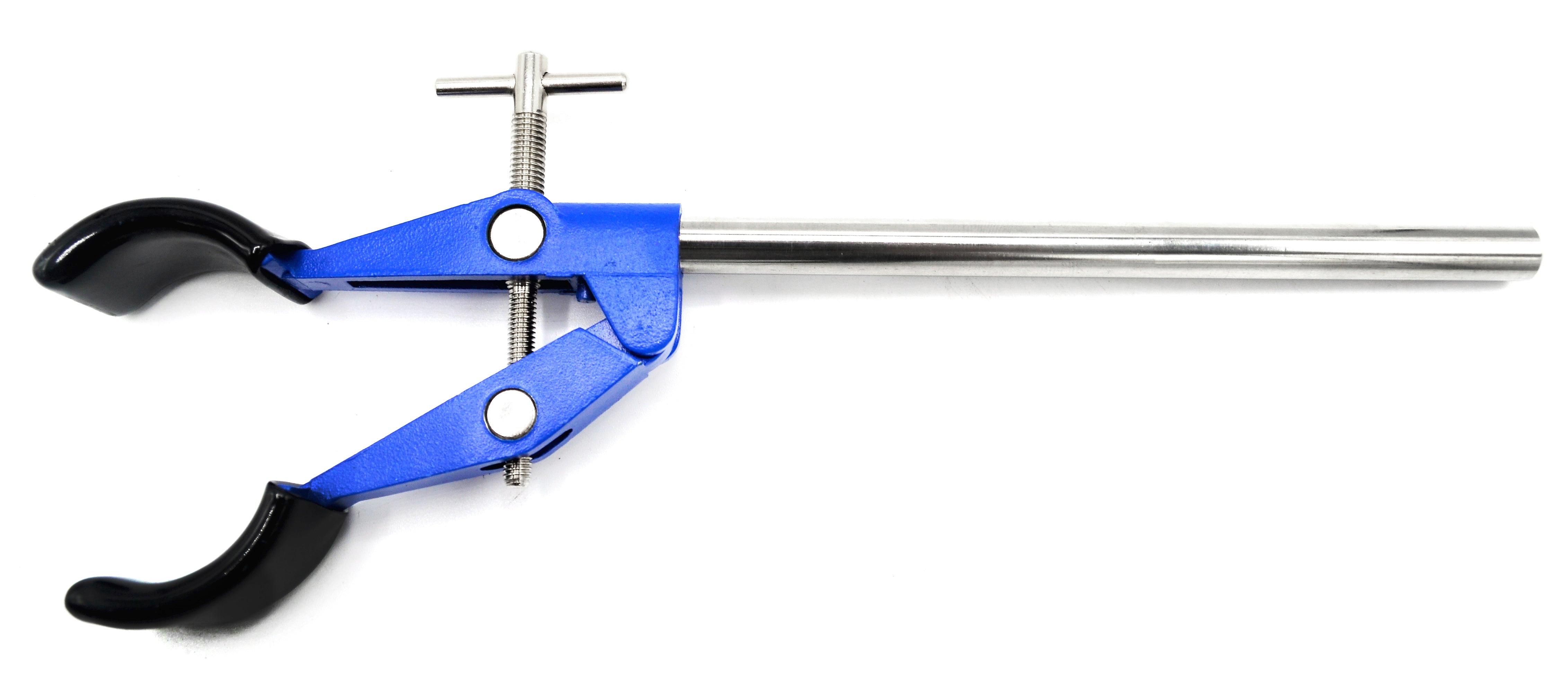 2-Prong Vinyl-Coated Burette/Flask/Beaker Clamp on Stainless Steel Rod, 4.25" Max