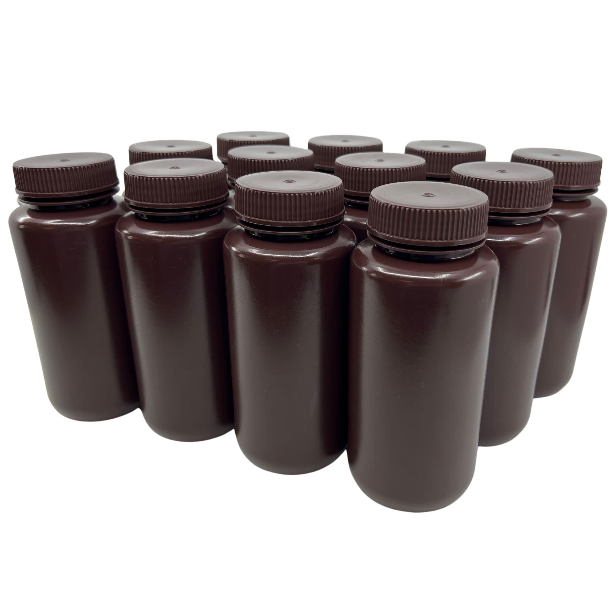 Wide Mouth Amber HDPE Reagent Bottle, Sterile, 12-Pack
