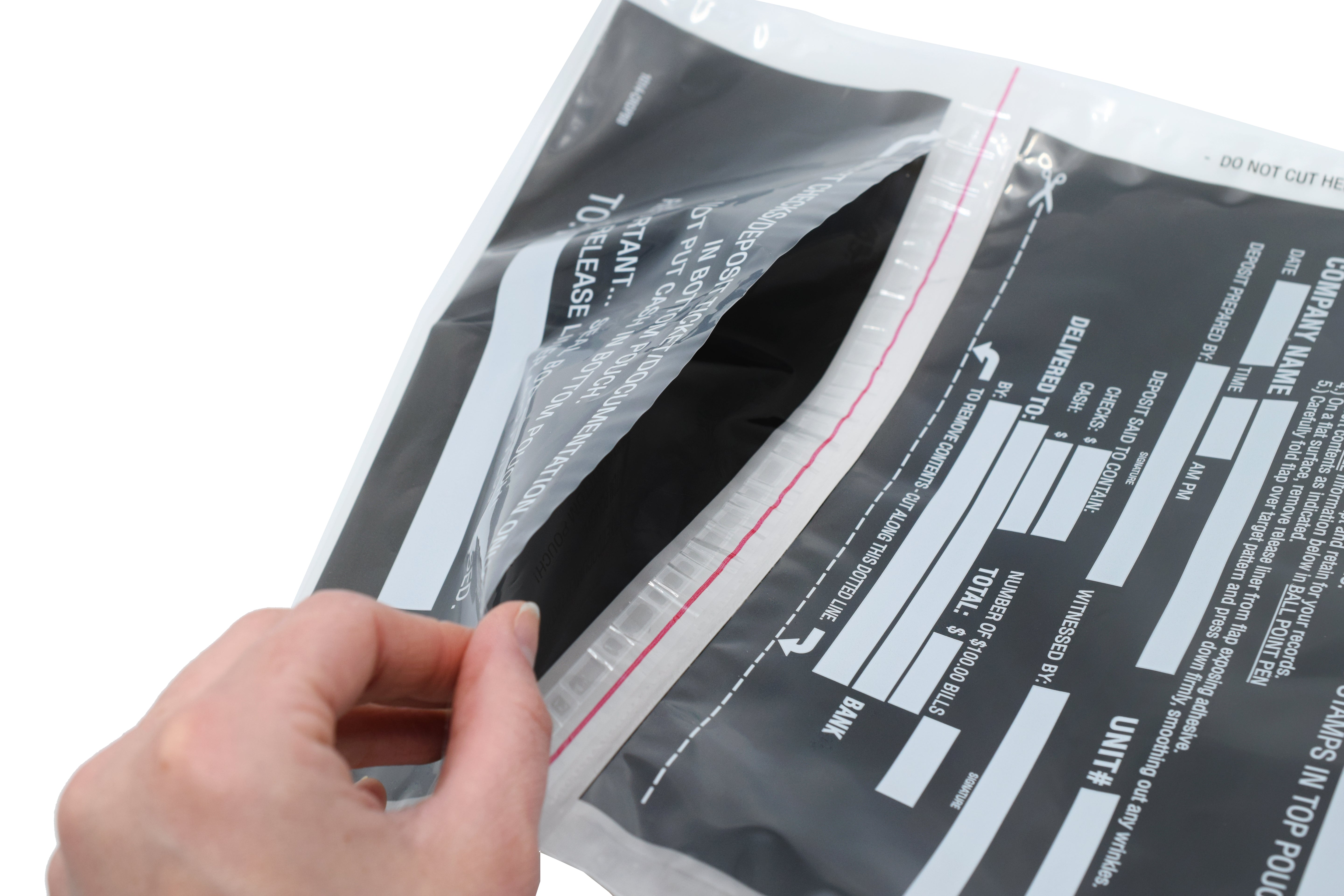 2-Pocket Cash Deposit Bags, 10 x 14", Tamper-Evident, 100-Pack