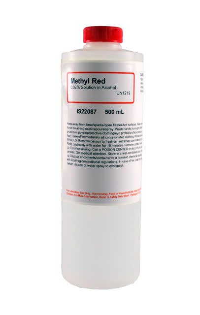 Methyl Red Indicator Solution in Alcohol, 0.02%, 500mL